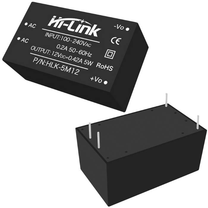 Блок питания на печатную плату Hi-Link HLK-5M12, 85-264 В (АС) 0.45 А, 12 В, корпус изьполикарбоната фото 1