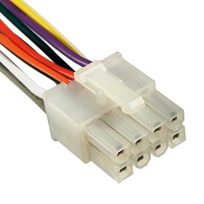 Межплатный кабель питания (вилка) типа Mini-Fit RUICHI 2x4, AWG20, 0,3 м фото 1