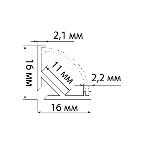 Профиль алюминиевый TDM (SQ0331-0495) 2м угловой для светодиодной ленты IP20 черный фото 1