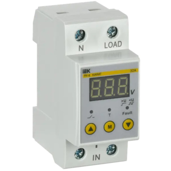 Реле напряжения РН-д однофазное 36мм 32А IEK (IVR21-1-32) фото 1