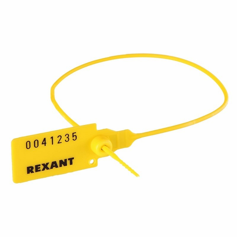 Пломба пластиковая, номерная, 320мм, желтая REXANT  07-6132 фото 1