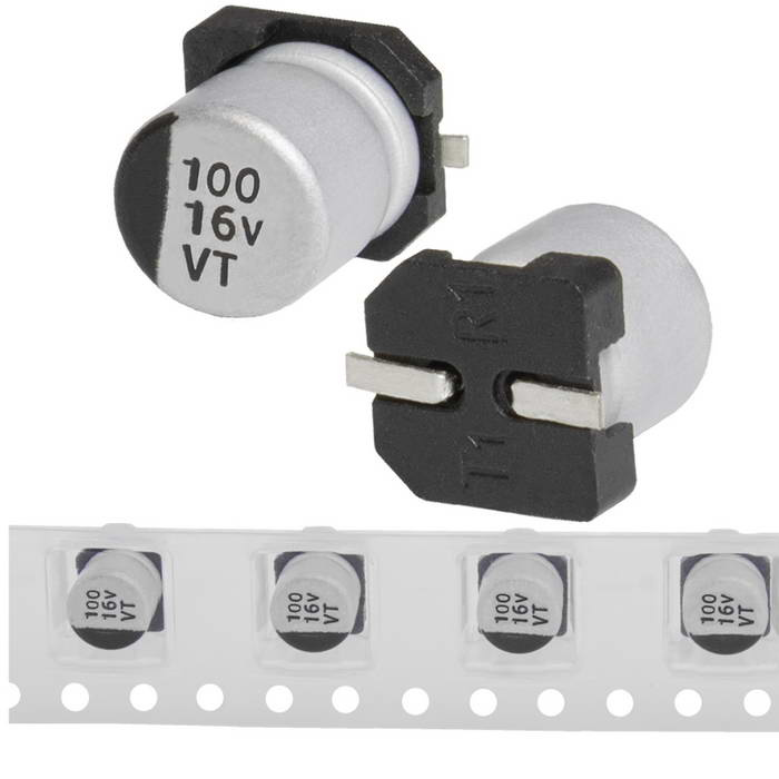 EVT016ADA101M0654 JWCO Конденсатор электролитический SMD, 100 мкФ, 16 В, 6.3х5.4 мм, - 55…+105 °C, наработка 2000 часов фото 1