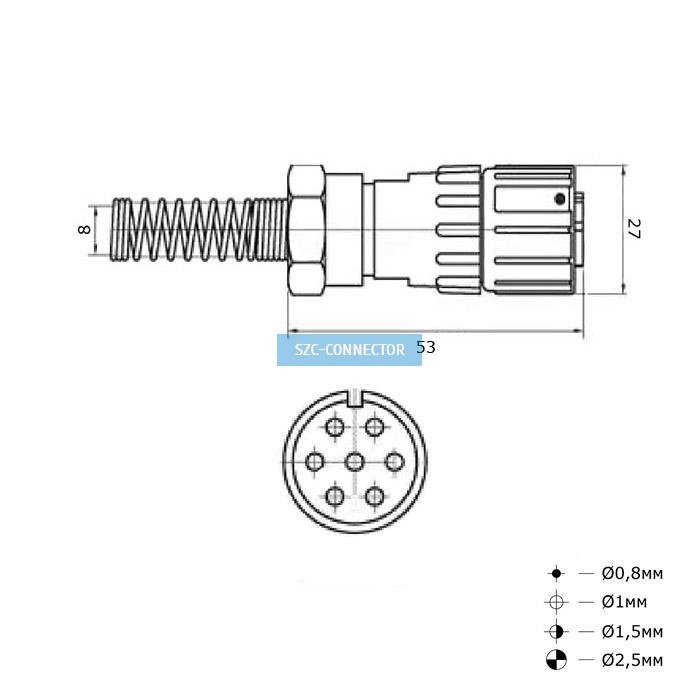 Разъём быстроразъёмный SZC FQ18-12pin TK-10, 12-ти контактный фото 2
