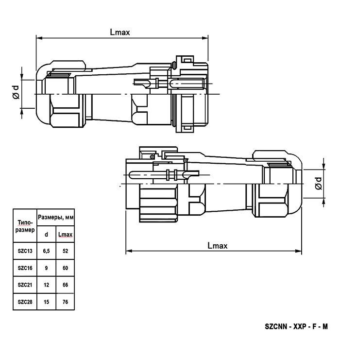 Разъём герметичный SZC21 7P-F-M, 7 контактов фото 2