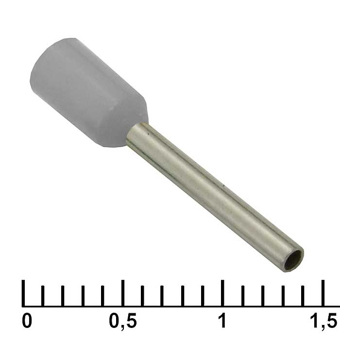 Наконечник втулочный изолированный RUICHI DN00712, 1.2x12 мм, 0.75 мм2, серый фото 1