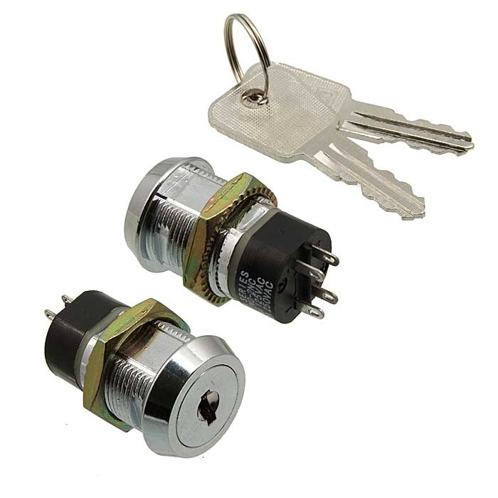 Выключатель с ключом RUICHI SK25-03A, 4 А - 125 В, 2 а - 250 В, серия А: 2NO-2NC (4Р), серия   В: 1NO-1NC (2P) фото 1