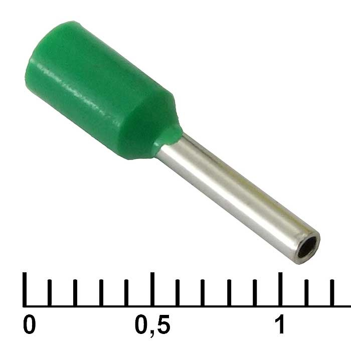 Наконечник на кабель RUICHI DN00708, зеленый, 1.2x8 мм, 0.75 мм2 фото 1