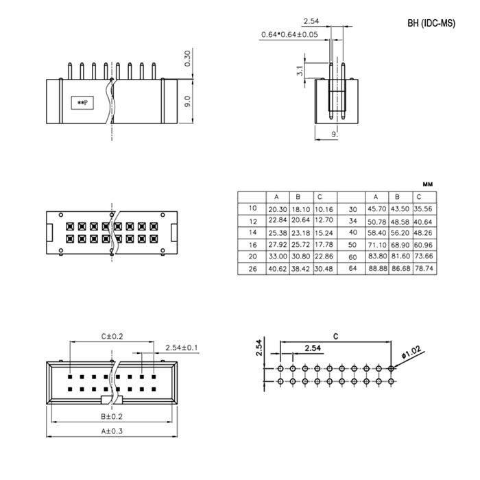 Разъём IDC RUICHI BH-20 (IDC-20MS), 20 контактов фото 2