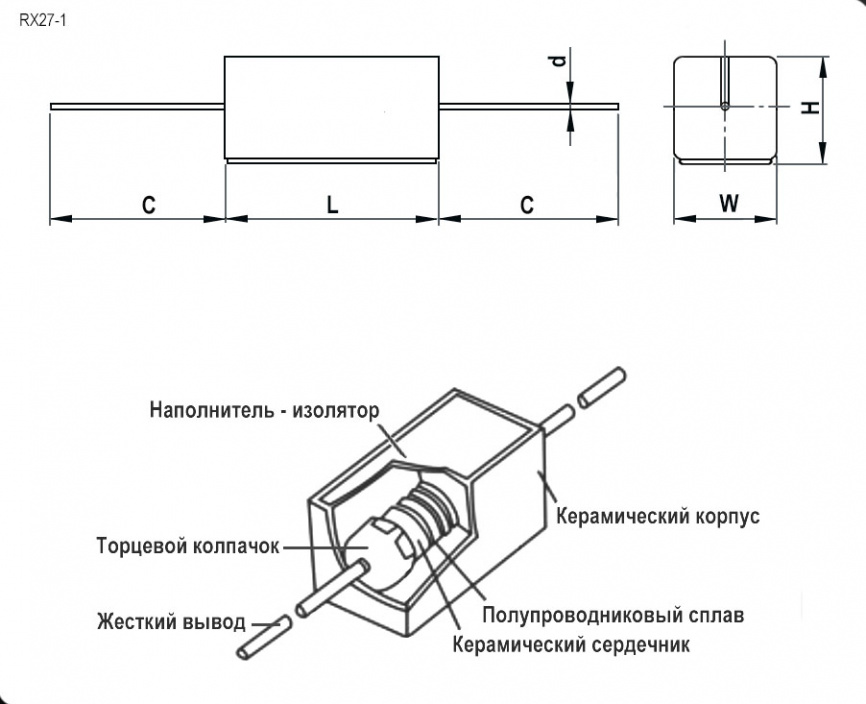 Мощный постоянный резистор RUICHI RX27-1 5.1 Ом 5W 5% / SQP5, керамо-цементный   корпус фото 2