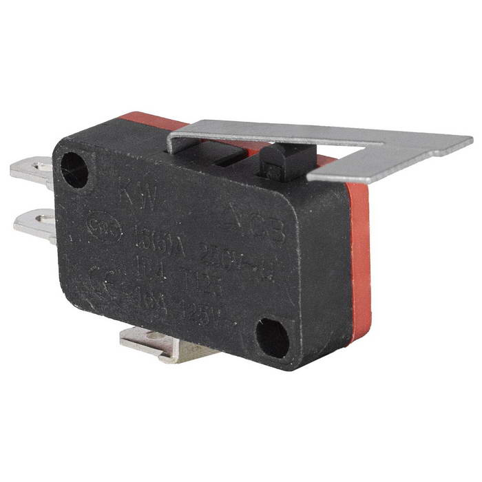 Микропереключатель с угловой планкой 90° RUICHI KW7-07-01, 15.9х10.3х27.8 мм, ON-(ON), SPDT 3P, 250 В, 5 А, 30 мОм, -25...+85 °C фото 1
