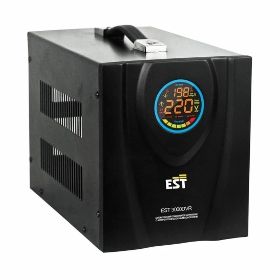 Стабилизатор напряжения EST 3000 DVR+(90-270), переносной, релейный, однофазный, 220 В фото 1