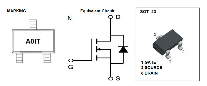 AO3400 полевой транзистор (MOSFET), N-канал, 30 В, 5.8 А, 40 мОм, SOT-23 фото 2
