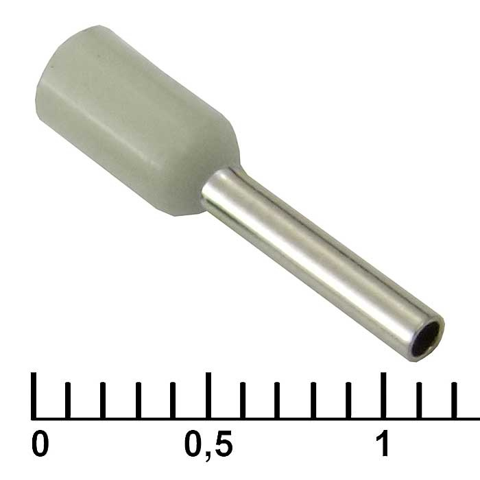 Наконечник на кабель RUICHI DN00708, серый, 1.2x8 мм, 0.75 мм2 фото 1