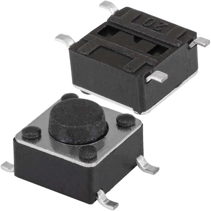 Тактовая кнопка RUICHI KAN0641-0431B, 6x6x4.3 мм, OFF-(ON), 50 мА, 12 В, 50 мОм фото 1