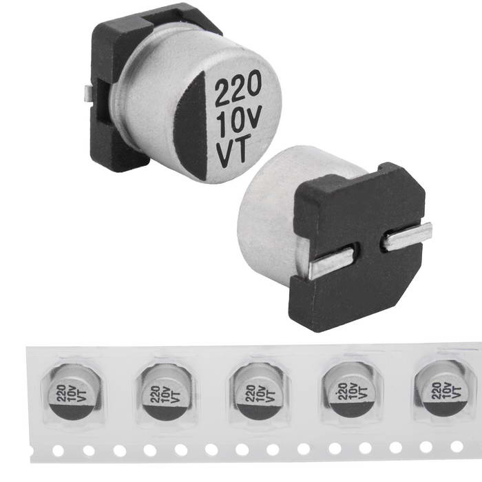 EVT010ADA221M0654 JWCO Конденсатор электролитический SMD, 220 мкФ, 10 В, 6.3х5.4 мм, -55…+105 °C, наработка 2000 часов фото 1