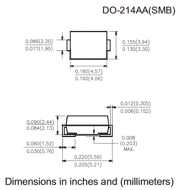 ES2J MIC Ультрабыстрый диод, 600 В, 2 А, 35 нс, DO-214AA (SMB) фото 2