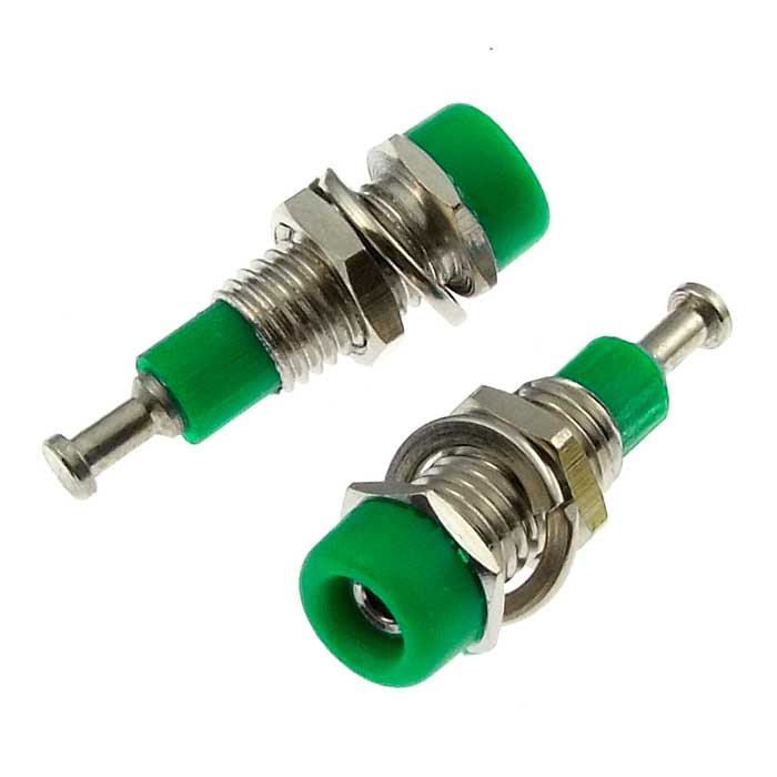 Гнездо RUICHI Z008 2 мм panel jack зелёный, на панель под пайку фото 1