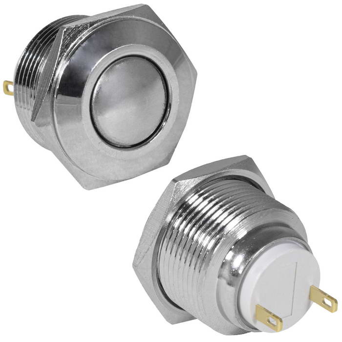 Кнопка антивандальная RUICHI GQ19SB-10Z/J/N, OFF-ON, рабочая температура -25…+55 °C, никелированная латунь фото 1