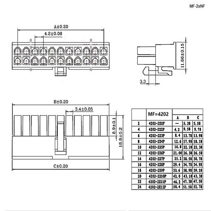 Межплатный кабель питания (вилка) типа Mini-Fit RUICHI 2x3, AWG20, 0,3 м фото 2