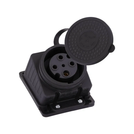 Розетка 332-0100-202 трехфазная наружной установки наклонная 3Р+Е 3*32А 380В (каучук) Lezard фото 1