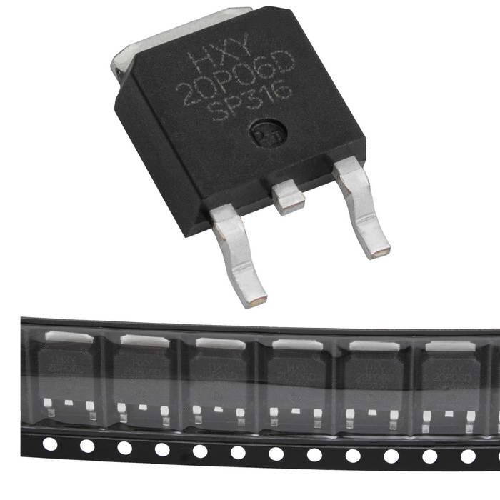 IRFR5305TRPBF HXY полевой транзистор (MOSFET), P-канал, -60 В, -20 А, 72 мОм, 48 нКл, TO-252 (DPAK) фото 1