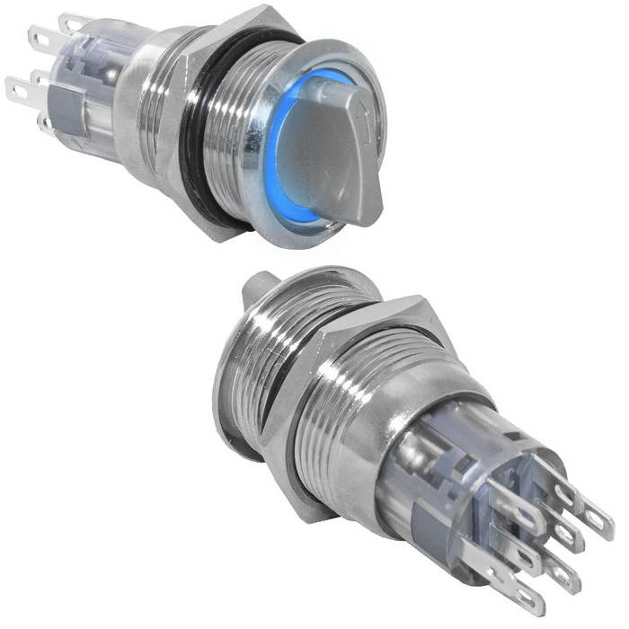 Кнопка антивандальная RUICHI LAS2-AGQ-11X/31/B/N, ON-ON, рабочая температура -25…+55  °C, никелированная латунь фото 1