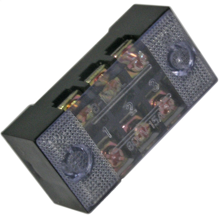 Клеммная колодка винтовая с крышкой RUICHI TB-1503, 6 контактов, М3, 15 А, 600 В, 14 AWG, 2 мм2, корпус пластик модифицированный фото 1