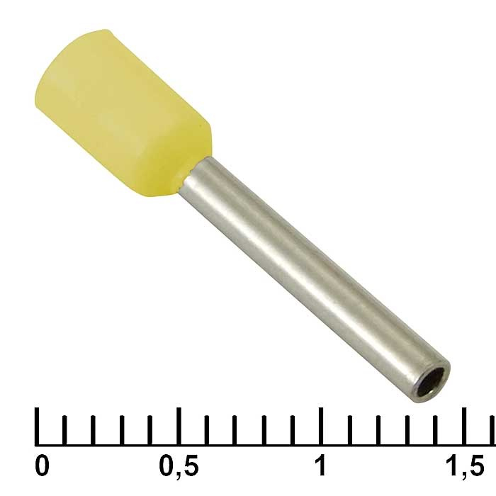 Наконечник на кабель RUICHI DN01012, жёлтая, 1.4x12 мм, 1.0 мм2 фото 1
