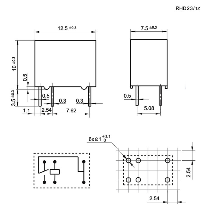 Электромагнитное реле RUICHI RHD23/012-1ZS 2A, SPDT фото 2
