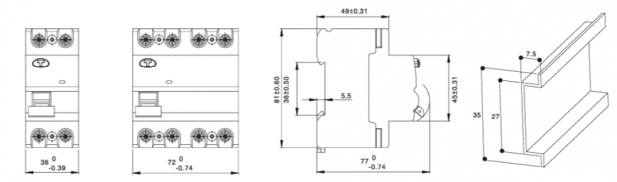 Автоматические выключатели ADB1L-63 2P 63A 300mA тип AC 6kA фото 2