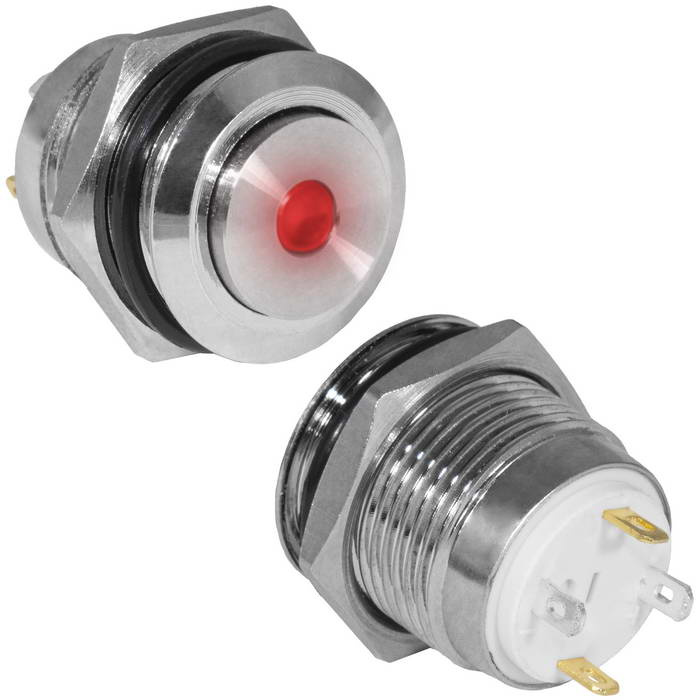 Кнопка антивандальная RUICHI GQ16H-10/J/R/N, OFF-(ON), рабочая температура -25…+55 °C, никелированная латунь фото 1