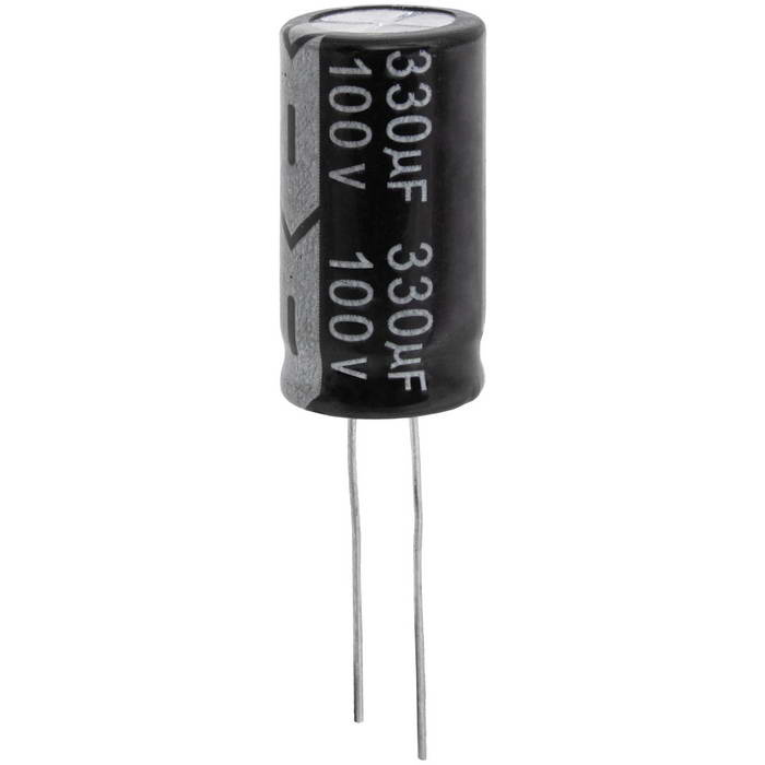 KM331M2ABKJ1326VBK JWCO Конденсатор электролитический радиальный, 330 мкФ, 100 В,        13х26 мм, -40…+105 °C, наработка 2000 часов фото 1