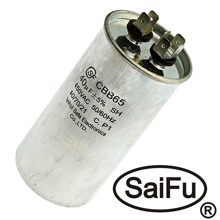 Пусковой конденсатор SAIFU CBB65, 40 мкФ, 450 В фото 1