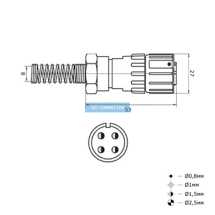 Разъём быстроразъёмный RUICHI FQ18-4pin TJ-8, 4-х контактный фото 2