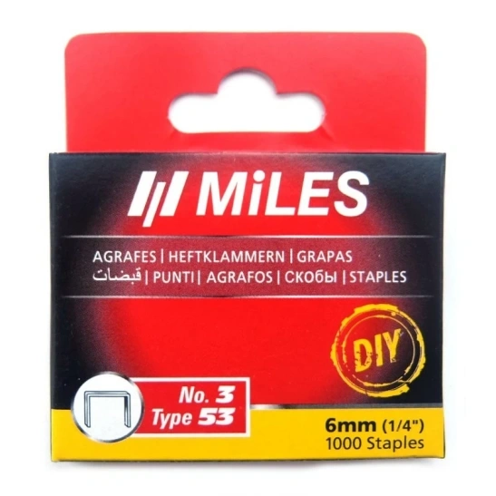 Скобы для степлера 11,3*07*6мм 1000шт  тип 53  N3-06-D Miles фото 1