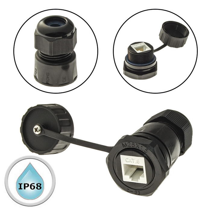Разъём герметичный Ruichi RJ45M25Z1-6AG1 фото 1