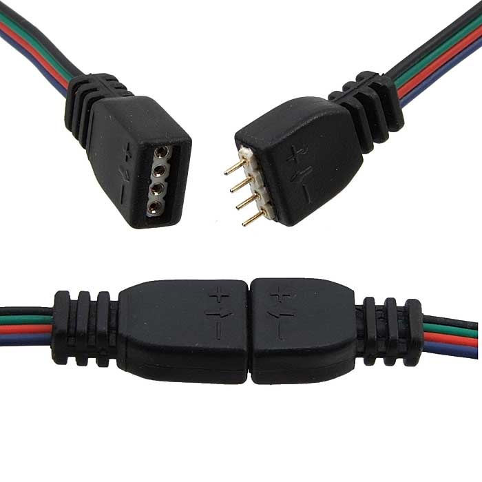Сборка негерметичная для светодиодных лент RUICHI, LED 4P, цвет чёрный, длина 0,3 м фото 1