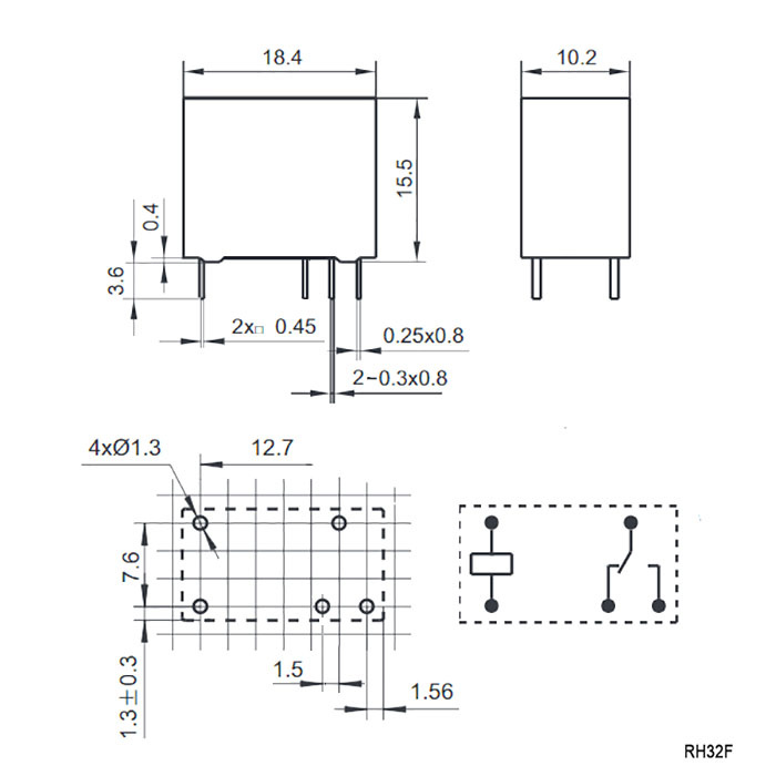 Электромагнитное реле RUICHI RH32F/005-Z 10A, SPDT, 250(AC)/30(DC) фото 2