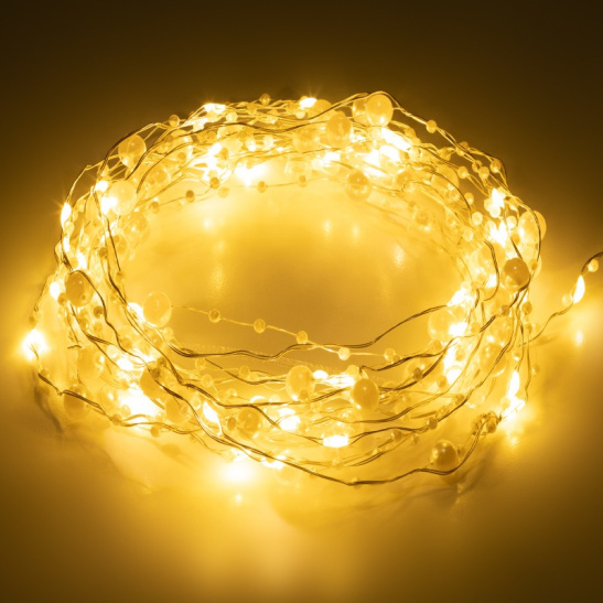 Гирлянда светодиодная ЭРА Нить "Жемчуг"  2хАА (EGNIG-ZH) 20 LED, 1,9 м, желтый, IP20 фото 1