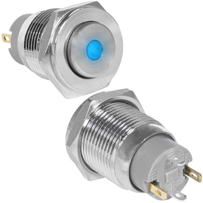 Кнопка антивандальная RUICHI GQ16PH-10ZD/J/B/N, OFF-ON, рабочая температура -25…+55 °C, никелированная латунь фото 1