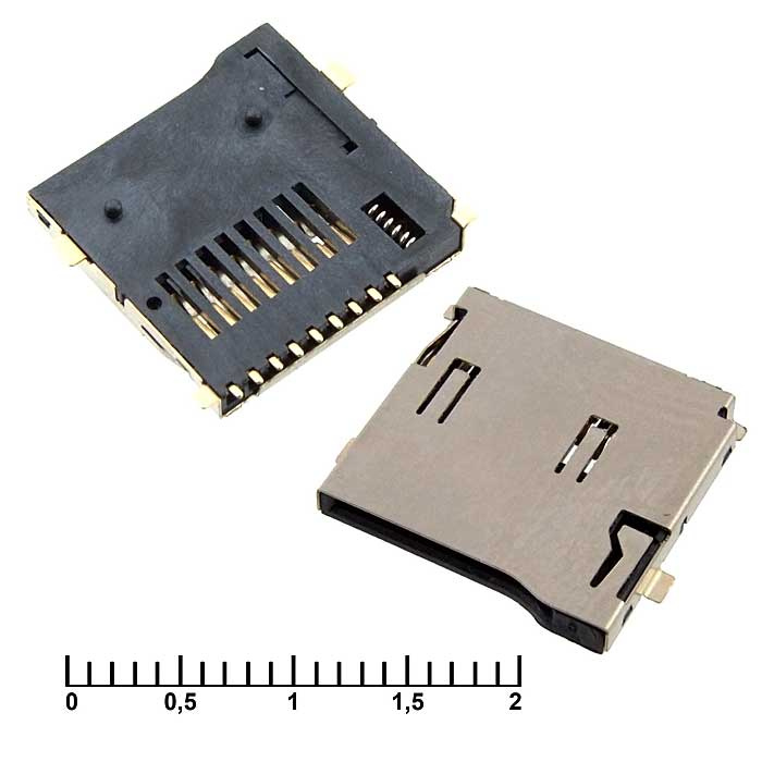 Держатель карты памяти RUICHI micro-SD SMD 9pin ejector, 9 контактов фото 1