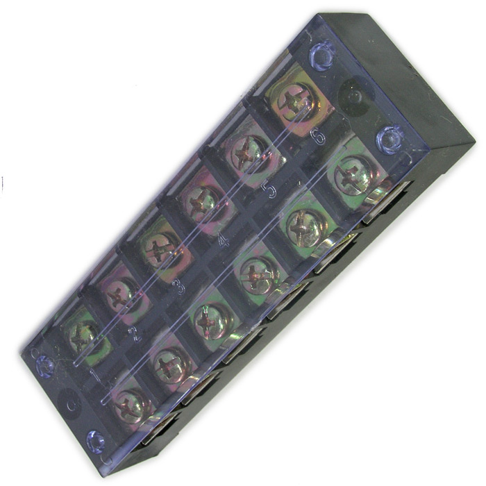 Клеммная колодка винтовая с крышкой RUICHI TB-4506, 12 контактов, 45 А, 600 В, 0,5…10 мм2, корпус пластик модифицированный фото 1