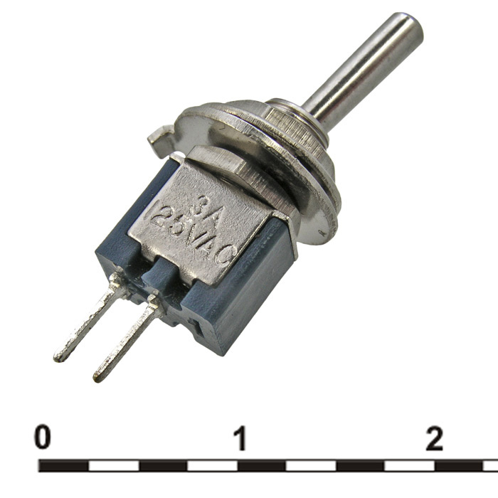 Микротумблер RUICHI SMTS-101-A2, ON-OFF, SPST, 3 А, 250 В, 50 мОм, установочное отверстие 5 мм, 2 контакта фото 1