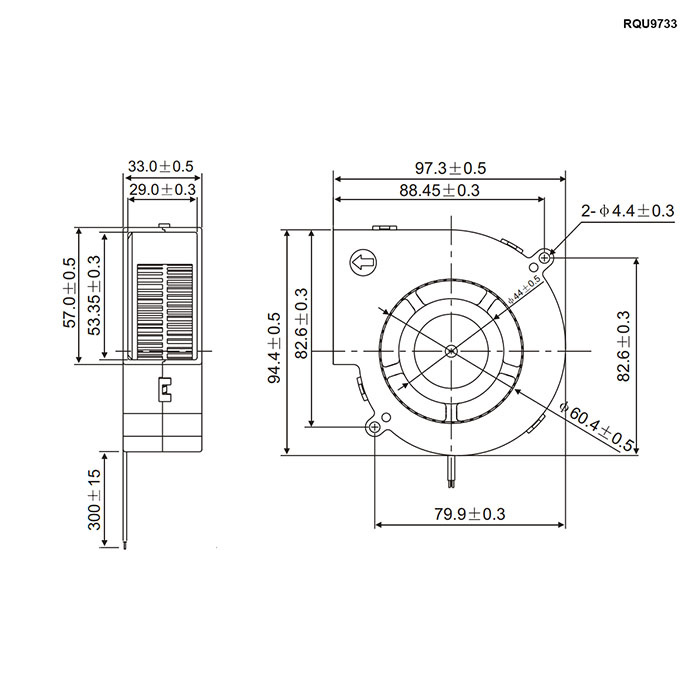 Вентилятор-улитка DC RUICHI RQU9733MS, 24 В фото 2