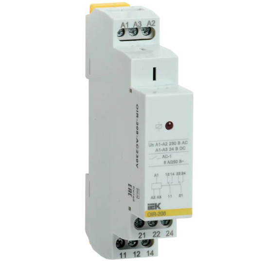 Реле промежуточное модульное OIR 2 контакта 8А 230В AC IEK (OIR-208-AC230V) фото 1