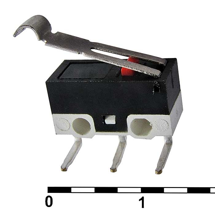 Микропереключатель с рычагом RUICHI DM1-02D-30G-G, ON-(ON) SPDT, 2 А, 125 В фото 1