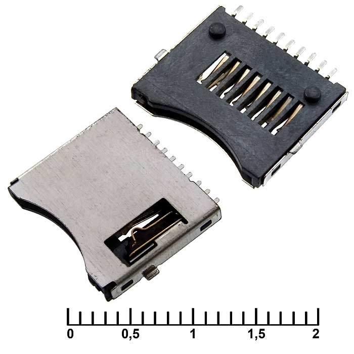 Держатель карты памяти RUICHI micro-SD SMD 10pin switch M, 10 контактов фото 1