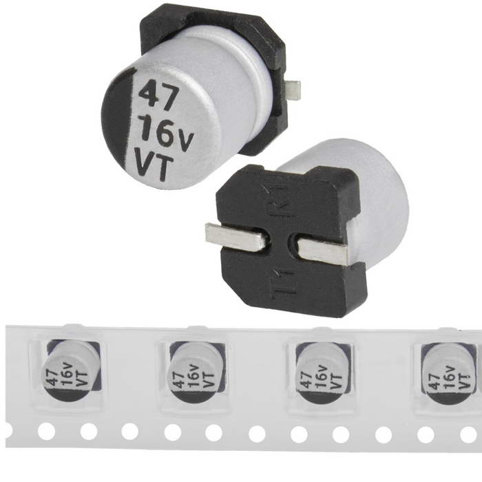 EVT016ADA470M0554 JWCO Конденсатор электролитический SMD, 47 мкФ, 16 В, 5х5.4 мм, - 55…+105 °C, наработка 2000 часов фото 1