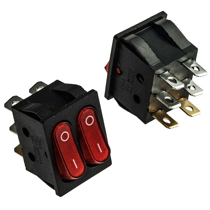 Клавишный переключатель RUICHI KCD4-2101N-C3-R/6P, ON-OFF фото 1