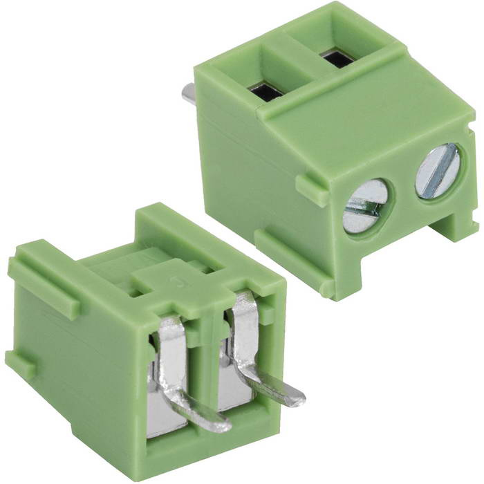 Винтовой клеммный блок RUICHI XY303V-02P на 2 клеммы M2.0, шаг 3.81 мм, лифт, 10 А, 26 - 16 AWG фото 1
